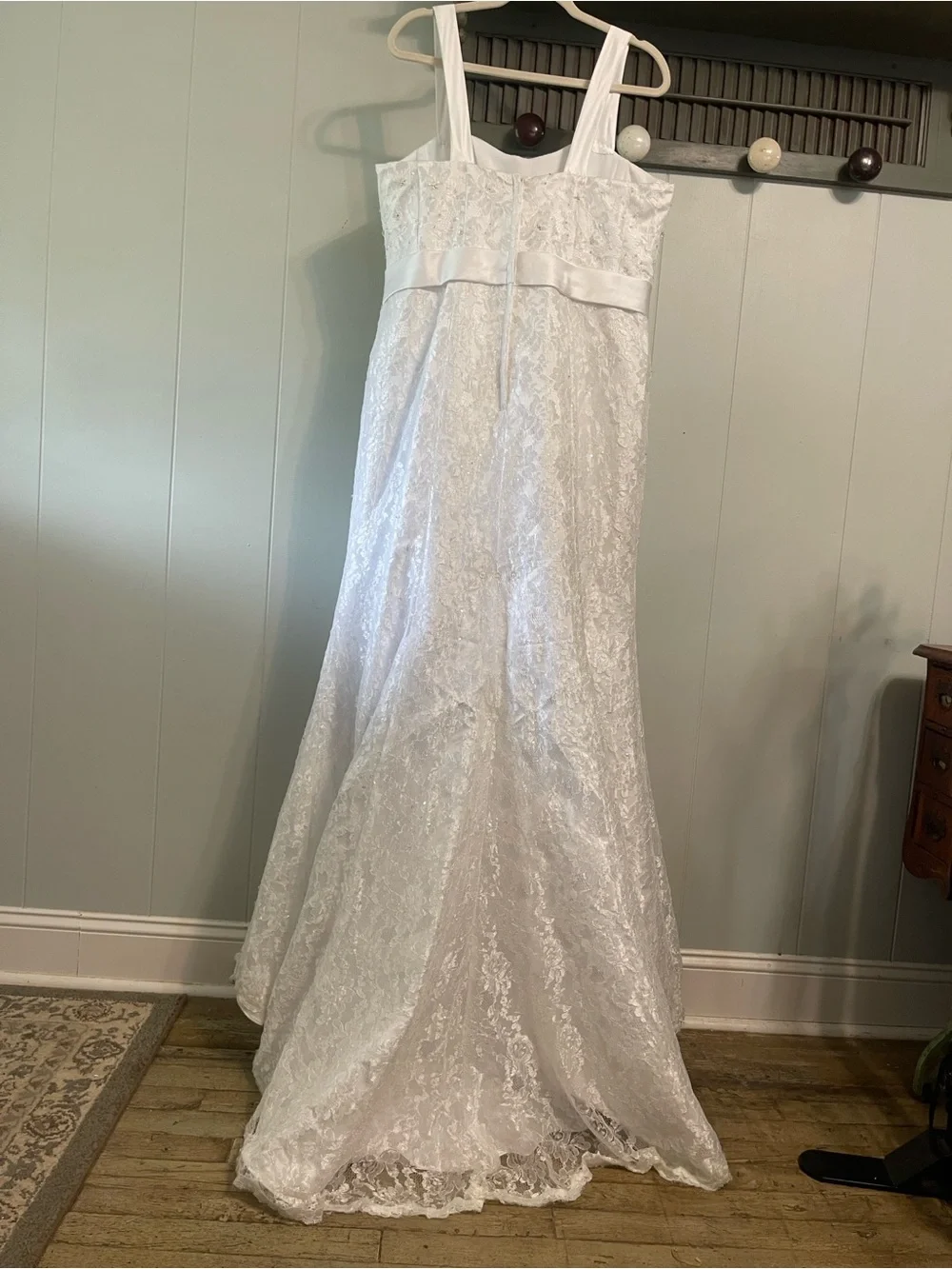 David’s Bridal All Over Lace Dress 16w Beaded Bustled - Picture 10 of 16